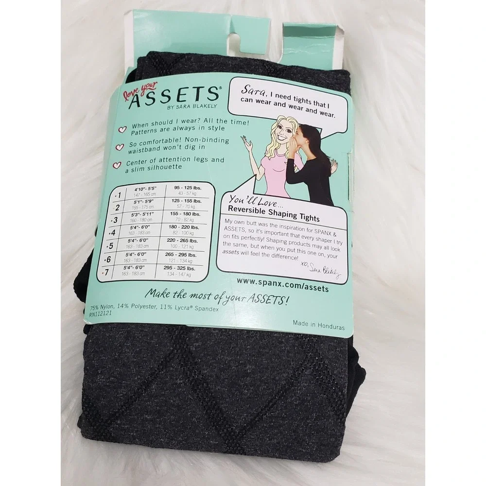 Spanx Love‎ Your Assets Tights Sara Blakely Sexy Black Flipside Diamond Sz 5 NWT
